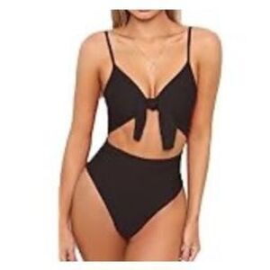 Black Tie Front Swimsuit